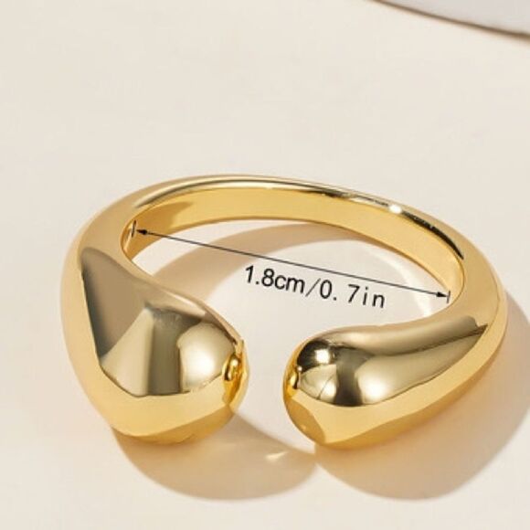 14k gold plated ring. Adjustable, luxury brand. Great alone or stacked - Picture 2 of 9